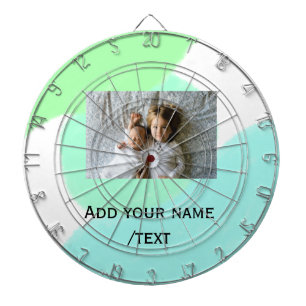 simple green blue watercolor add photo custom text dartboard