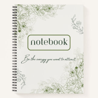 Simple green botanical notebook