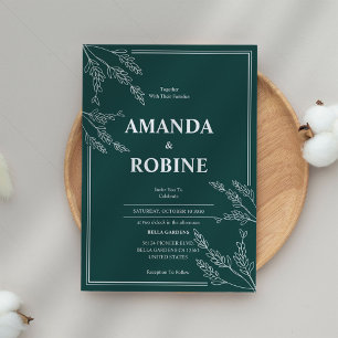 Simple Green Botanical Wedding Invitation
