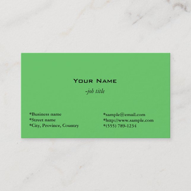 simple, green business card. business card (Front)
