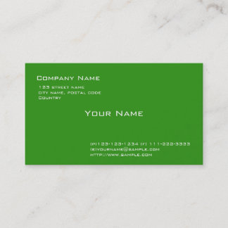simple, green business card. card