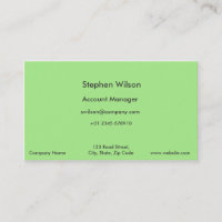 Simple Green Business Cards Single Colour