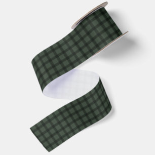 Simple green check plaid Christmas holiday Satin Ribbon