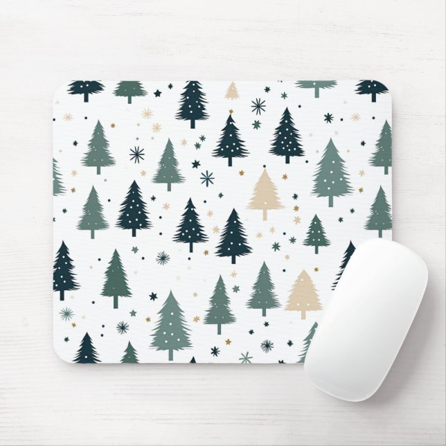 Simple Green Christmas Tree Mouse Pad (With Mouse)