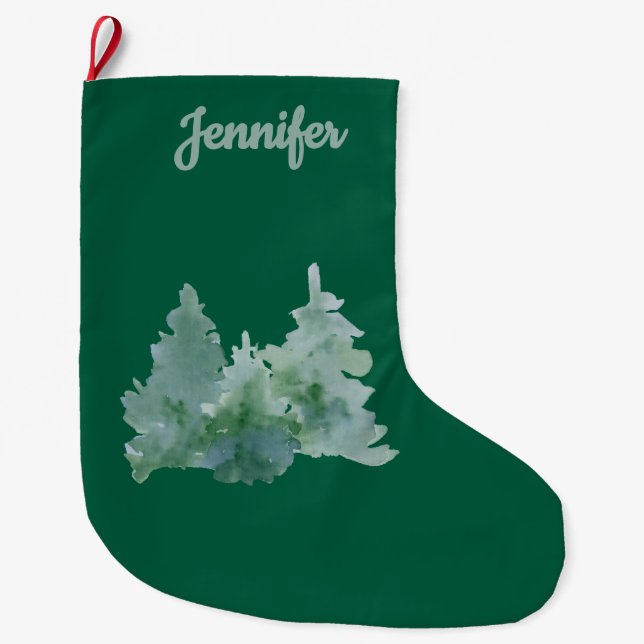 Simple green Christmas Tree named  Large Christmas Stocking (Front)