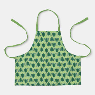 Simple Green Christmas Tree Pattern Unisex Natural Apron