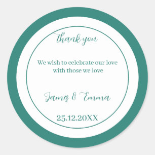 Simple Green Custom Wedding Classic Round Sticker