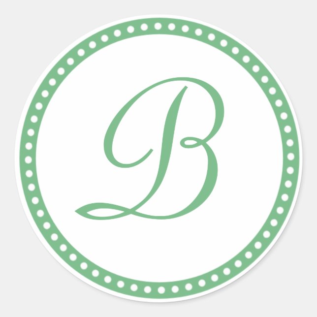 Simple Green Dot Monogram Initial Sticker (Front)