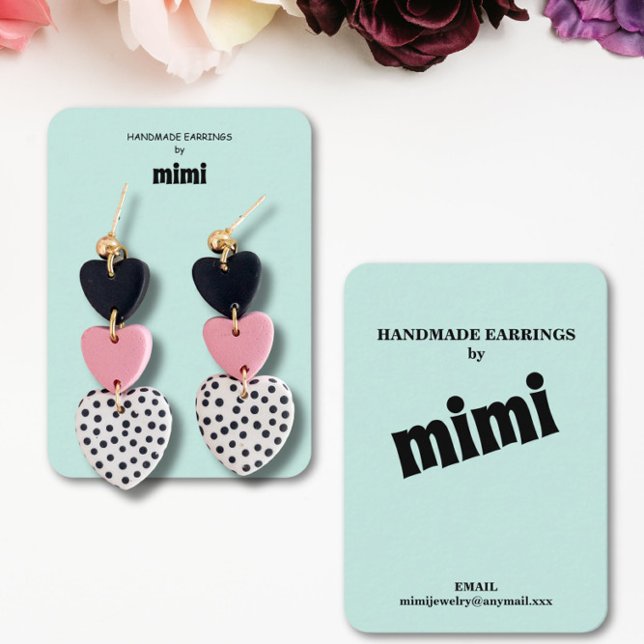 Simple Green Earring Display  Business Card (Creator Uploaded)