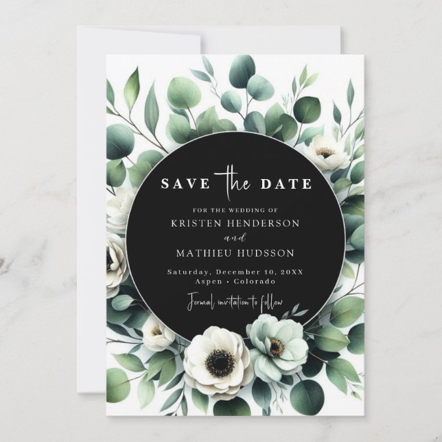 Simple Green Eucalyptus Digital Wedding Save The Date (Front)