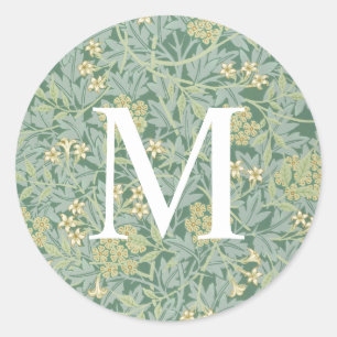 Simple Green Floral Monogram Envelope Seals