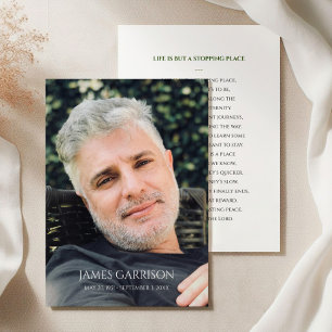 Simple Green Funeral Prayer Card with Photo