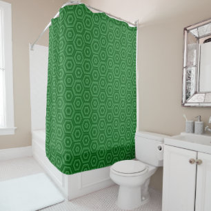 Simple Green Geometric Hexagonal Patterned Shower Curtain