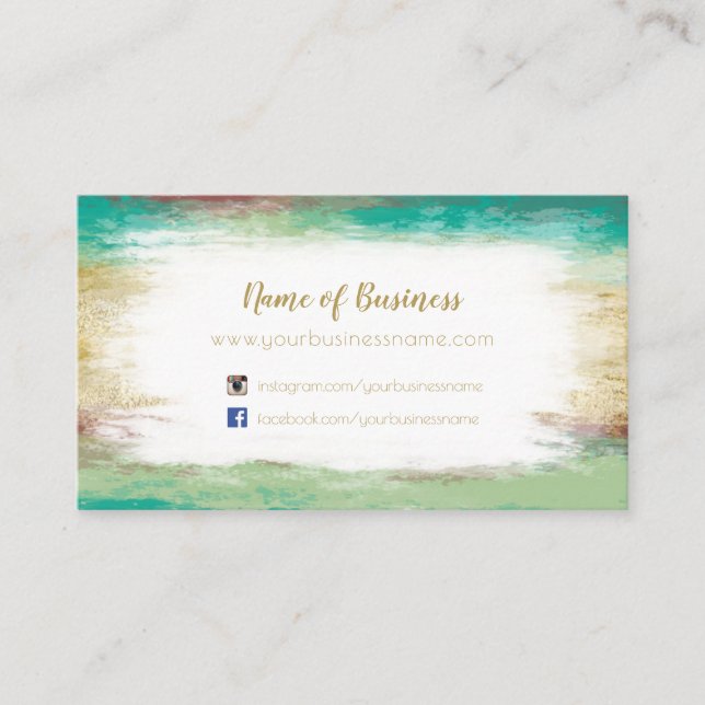Simple Green Gold Abstrat Social Media Websites Business Card (Front)