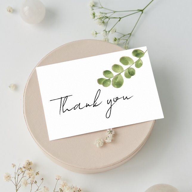 Simple green gold eucalyptus leaves Thank You Invitation (Simple green gold eucalyptus leaves Thank You )