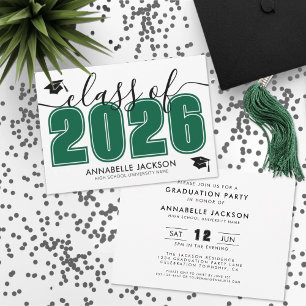 Simple Green Graduation Party Invitation