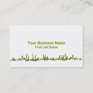 Simple green grass lawn care business cards