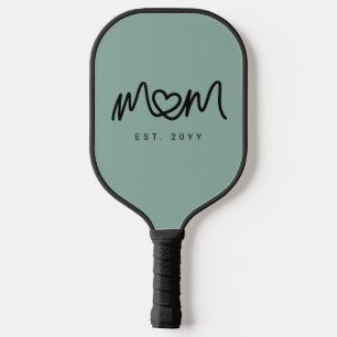 Simple Green Heart Script Mum Established Est Pickleball Paddle