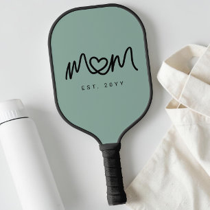 Simple Green Heart Script Mum Established Est Pickleball Paddle