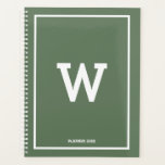 Simple Green Initial Monogram Monthly Planner<br><div class="desc">A simple design with green background colour and your custom initial monogram positioned in the centre. A beautiful minimalist design ideal for anyone. Ideal birthday gift, party decor, home decor, office stationery, Christmas present or gift for any other special occasion. Visit our shop to view our entire collection. Customise the...</div>