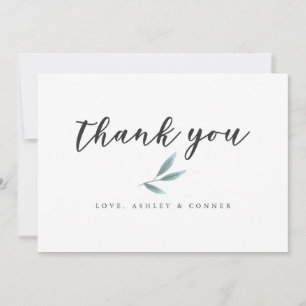 Simple Green Leaf Wedding Thank You Card