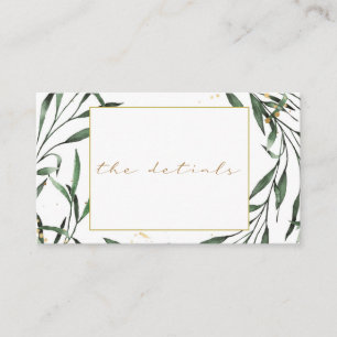 Simple green leafy border, "the details" wedding enclosure card