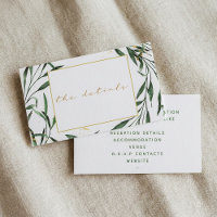 Simple green leafy border, "the details" wedding
