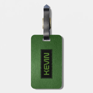 Simple Green leather Texture Black Accents Luggage Tag