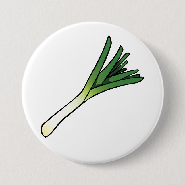 Simple Green Leek Vegetable 7.5 Cm Round Badge (Front)