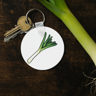 Simple Green Leek Vegetable Key Ring