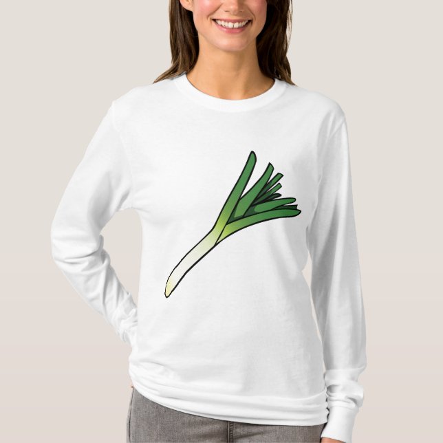 Simple Green Leek Vegetable T-Shirt (Front)