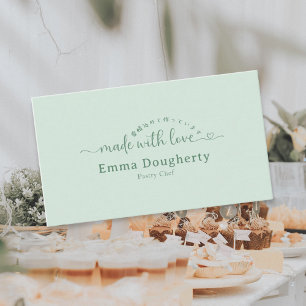 Simple Green Made with Love Typography Bakery Business Card