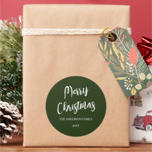 Simple Green Merry Christmas Custom Stickers