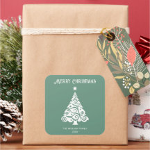 Simple Green Merry Christmas Tree Holiday Gift