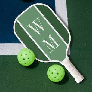 Simple Green Minimalist Monogrammed  Pickleball Paddle