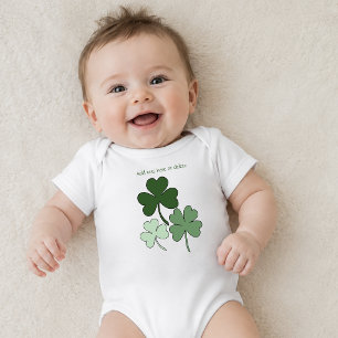 Simple Green Minimalist Shamrock Clover  Baby Bodysuit