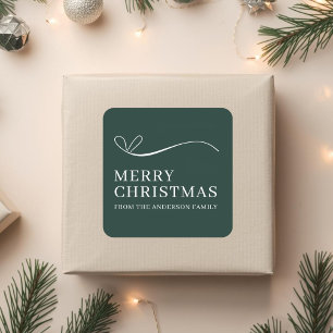 Simple green modern Merry Christmas Square Sticker