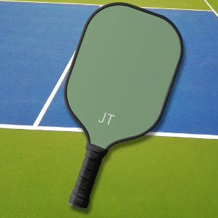 Simple Green Monogram Monogrammed Initials Pickleball Paddle
