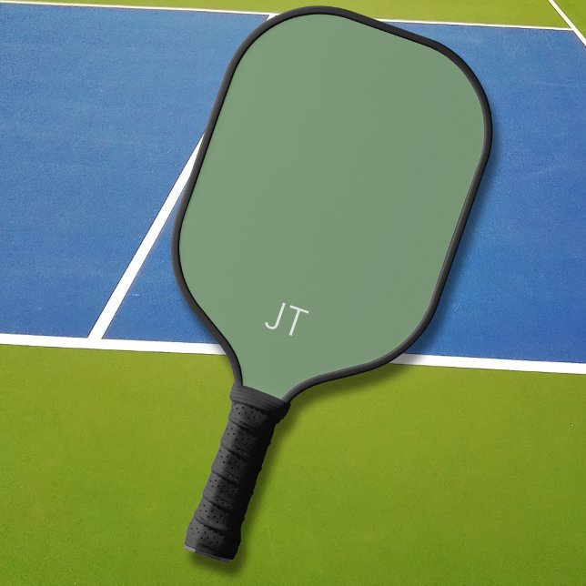Simple Green Monogram Monogrammed Initials Pickleball Paddle (Creator Uploaded)