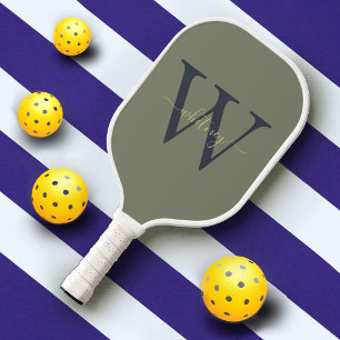 Simple Green Monogram Name & Initial Pickleball Paddle