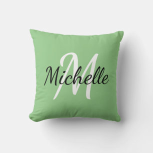 Simple Green Monogrammed Cushion