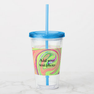 Simple green orange watercolor add your text name acrylic tumbler