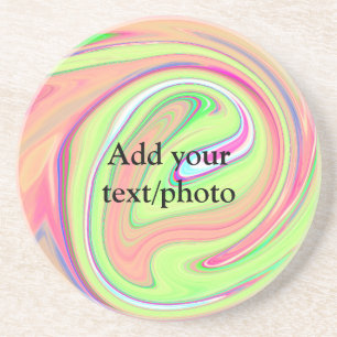Simple green orange watercolor add your text name coaster