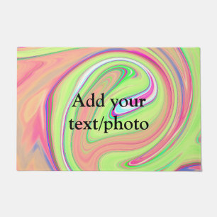 Simple green orange watercolor add your text name  doormat