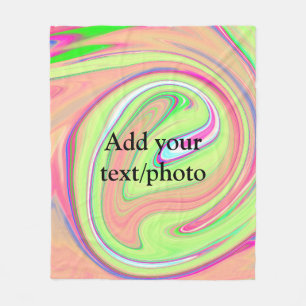 Simple green orange watercolor add your text name fleece blanket