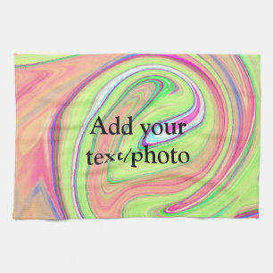 Simple green orange watercolor add your text name tea towel