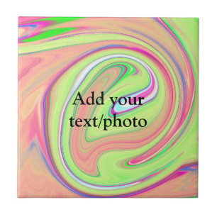 Simple green orange watercolor add your text name tile