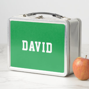 Simple Green Personalised Back to School Metal Lunch Box
