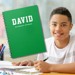 Simple Green Personalised School Subject Notebook<br><div class="desc">How exciting your children are going back to school and they are going to learn so much!  Here is a simple,  yet modern personalised notebook. Available in different colours for the different subjects,  customise your notebook for your mathematics,  science,  social studies,  language arts,  music,  art and reading classes.</div>