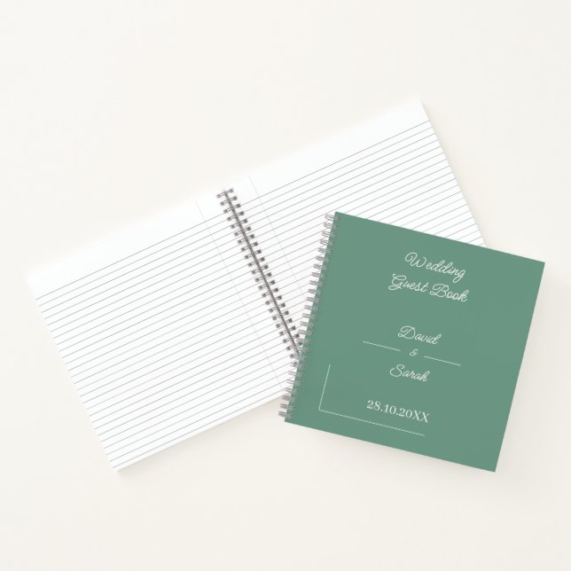Simple Green Personalised Wedding Guest Notebook (Inside)